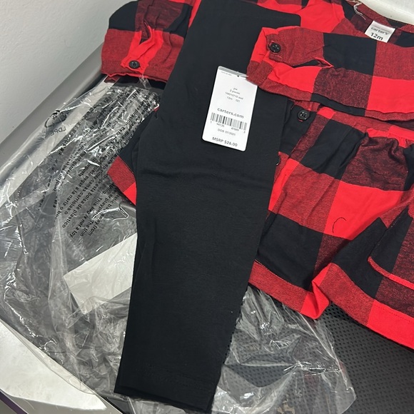 Girls 12 month buffalo plaid Christmas new nwt top shirt legging family matching - Picture 3 of 3